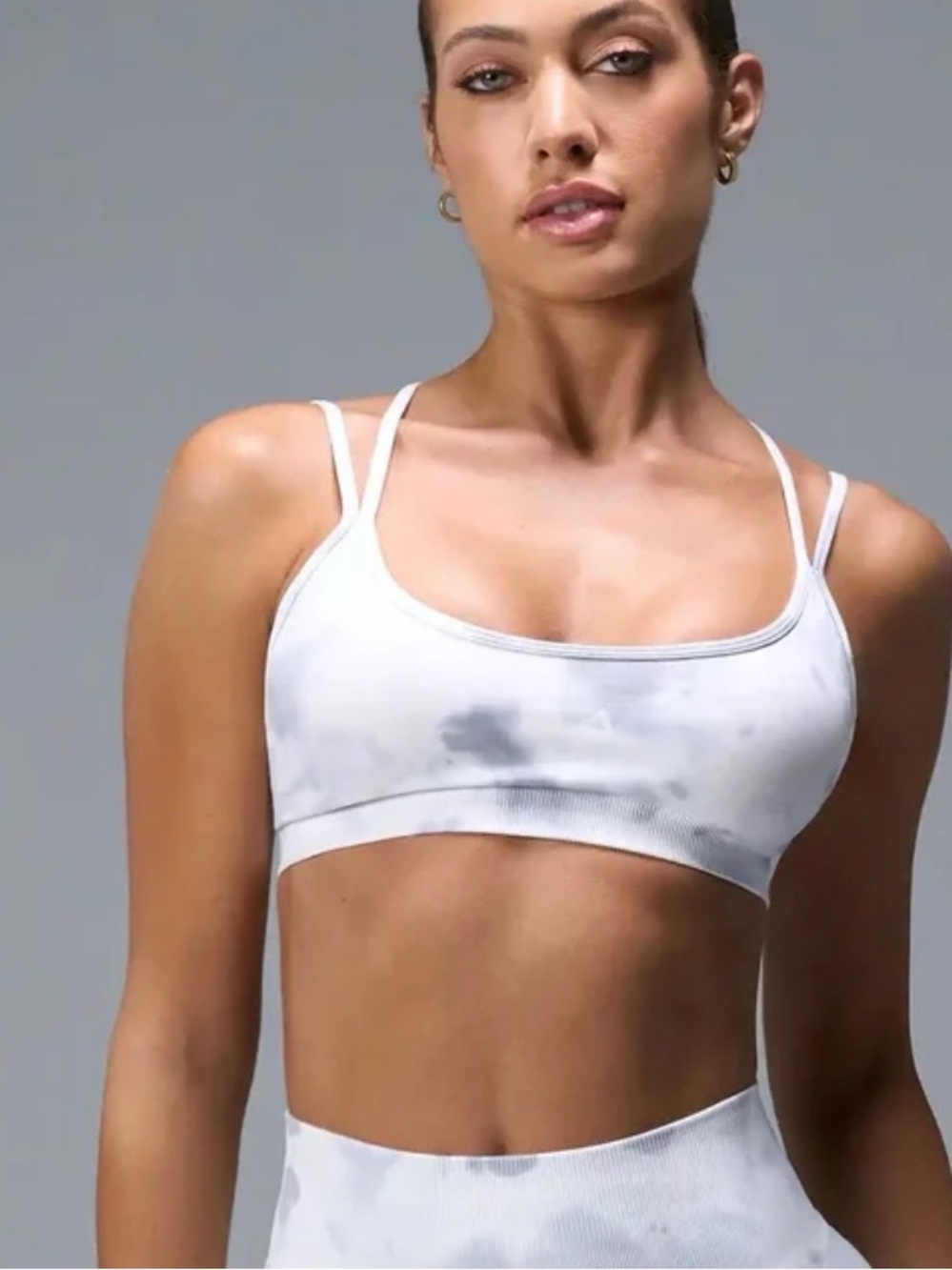 TLF White Tie-Dye Seamless Sports Bra